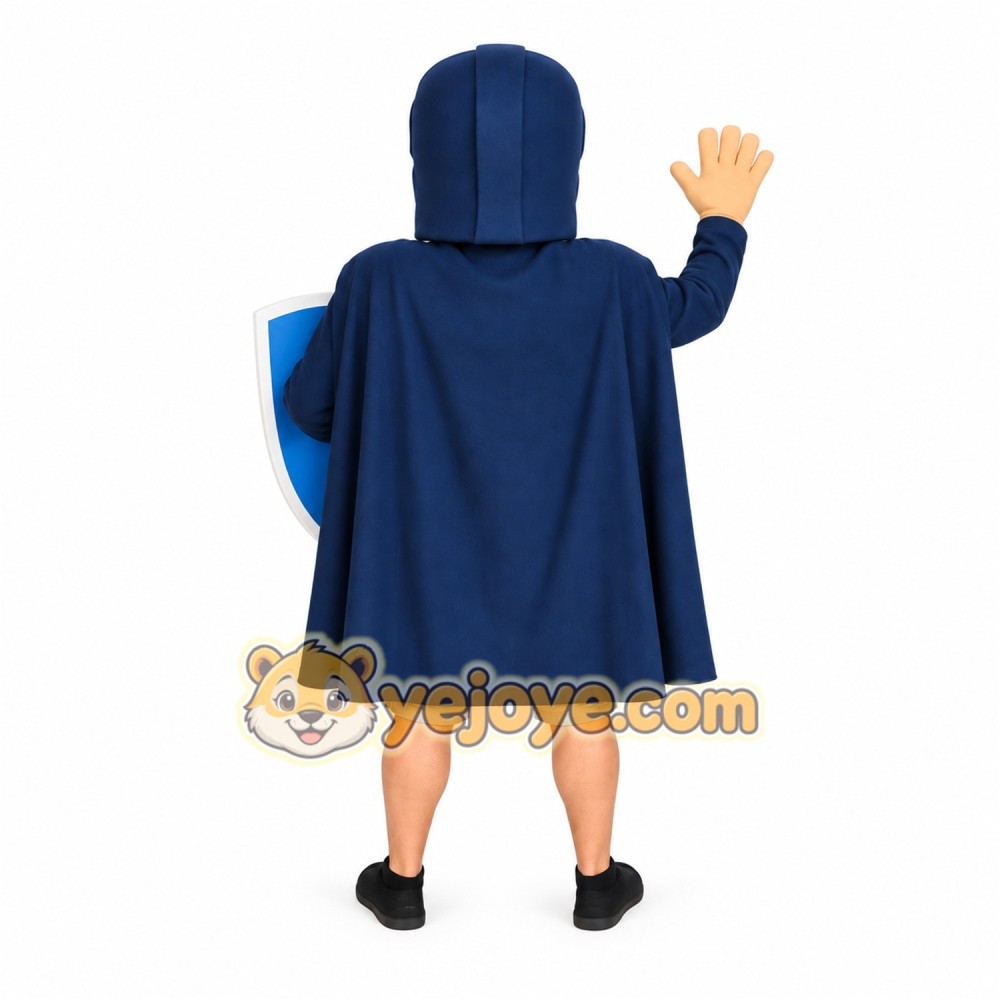 Navy Blue Black Armored Superhero Mascot Costume