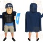 Navy Blue Black Armored Superhero Mascot Costume