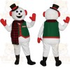 White Green Red Top Hat Snowman Mascot Costume