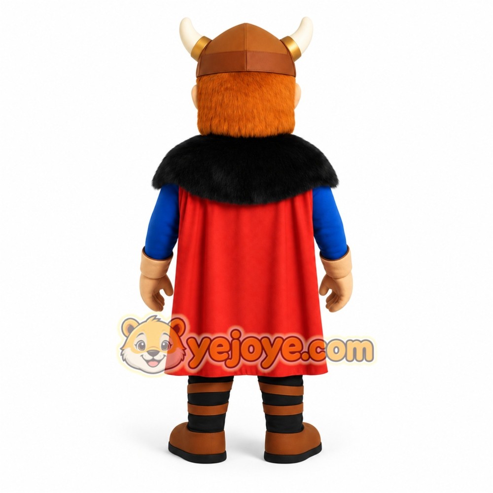 Blue Red Brown Bearded Viking Mascot Costume