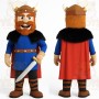 Blue Red Brown Bearded Viking Mascot Costume