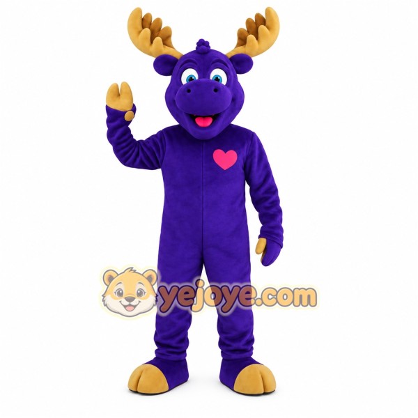Purple Gold Moose Mascot Costume