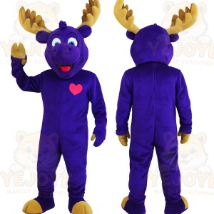 Purple Gold Moose Mascot Costume
