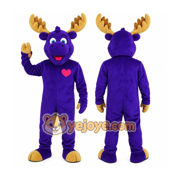 Purple Gold Moose Mascot Costume