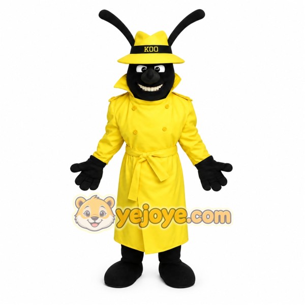 Yellow Black Detective Ant Mascot Costume Yellow Black Detective Ant Mascot Costume
