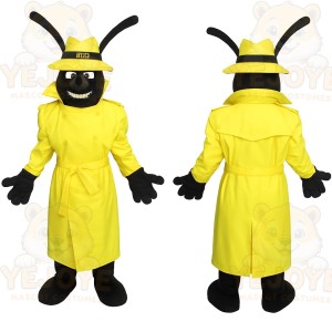 Yellow Black Detective Ant Mascot Costume