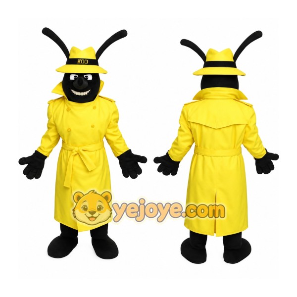 Yellow Black Detective Ant Mascot Costume