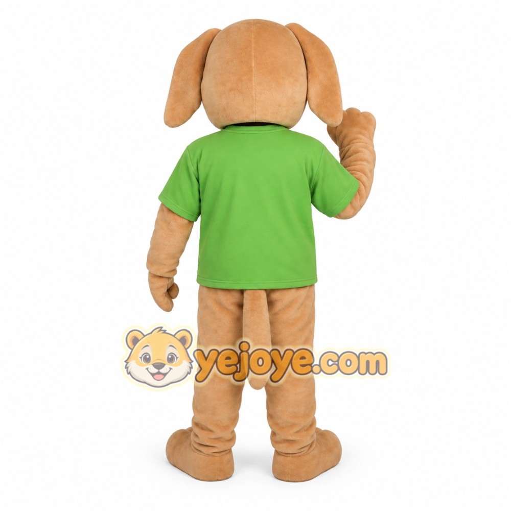 Tan Green Dog Mascot Costume Tan Green Dog Mascot Costume