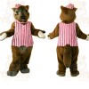 Brown Pink White Striped Otter Mascot Costume