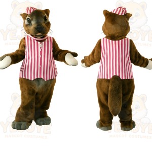 Brown Pink White Striped Otter Mascot Costume