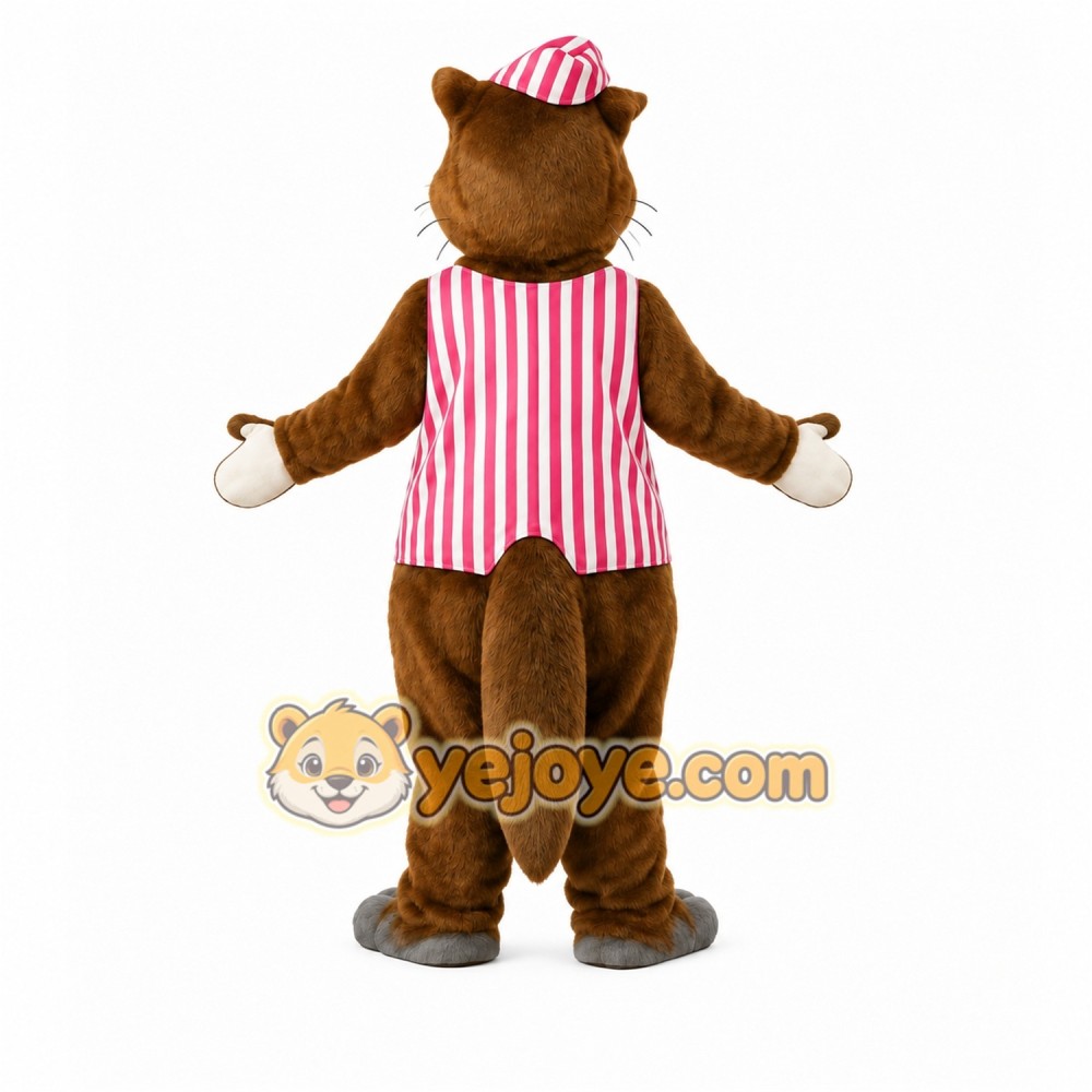 Brown Pink White Striped Otter Mascot Costume Brown Pink White Striped Otter Mascot Costume
