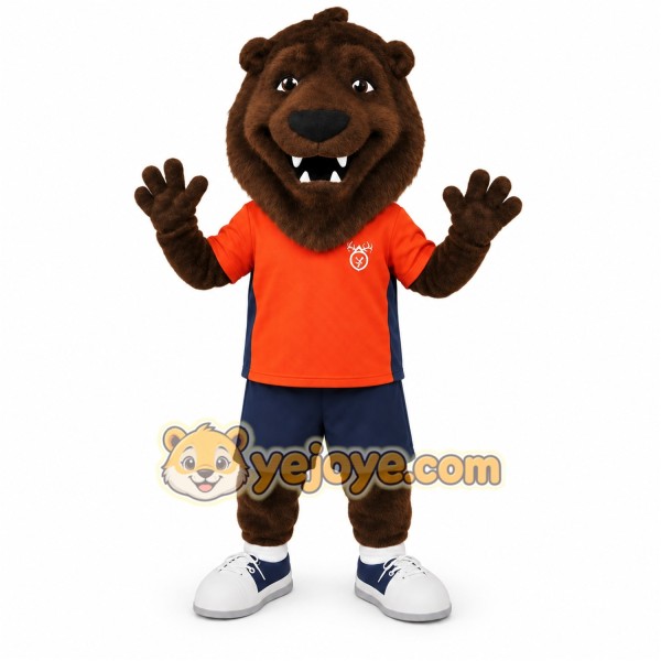 Brown Red Navy Bear Mascot Costume