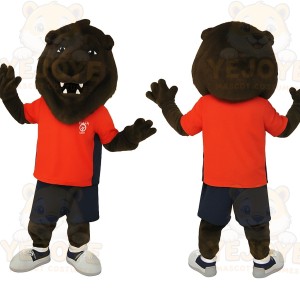 Brown Red Navy Bear Mascot Costume