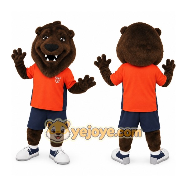 Brown Red Navy Bear Mascot Costume
