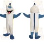 White Blue Smiling Narwhal Mascot Costume