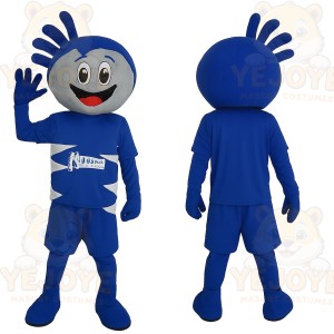 Blue Gray Spiky Hair Boy Mascot Costume