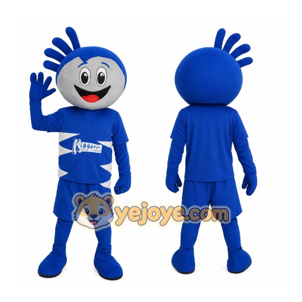 Blue Gray Spiky Hair Boy Mascot Costume