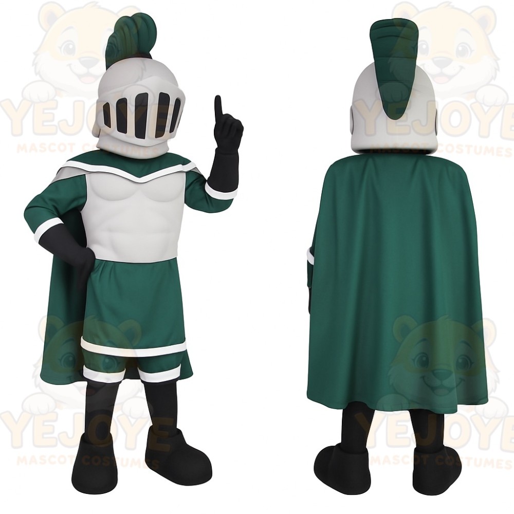 Green White Knight Mascot Costume