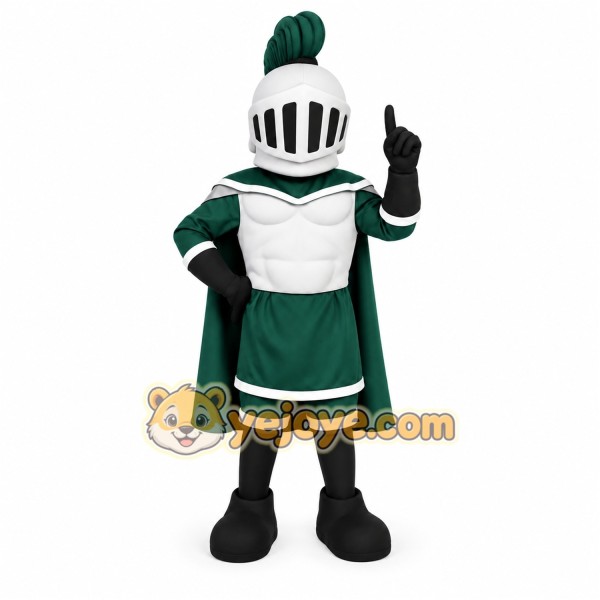 Green White Knight Mascot Costume