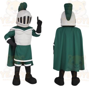 Green White Knight Mascot Costume