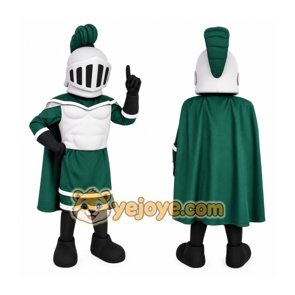 Green White Knight Mascot Costume