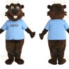 Brown And Light Blue Beaver Mascot Costume