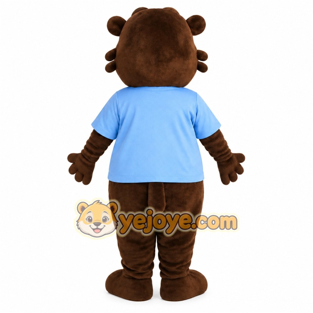 Brown And Light Blue Beaver Mascot Costume Brown And Light Blue Beaver Mascot Costume
