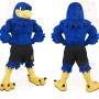 Blue Yellow Black Muscular Eagle Mascot Costume
