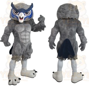 Gray Navy Blue Owl Mascot Costume