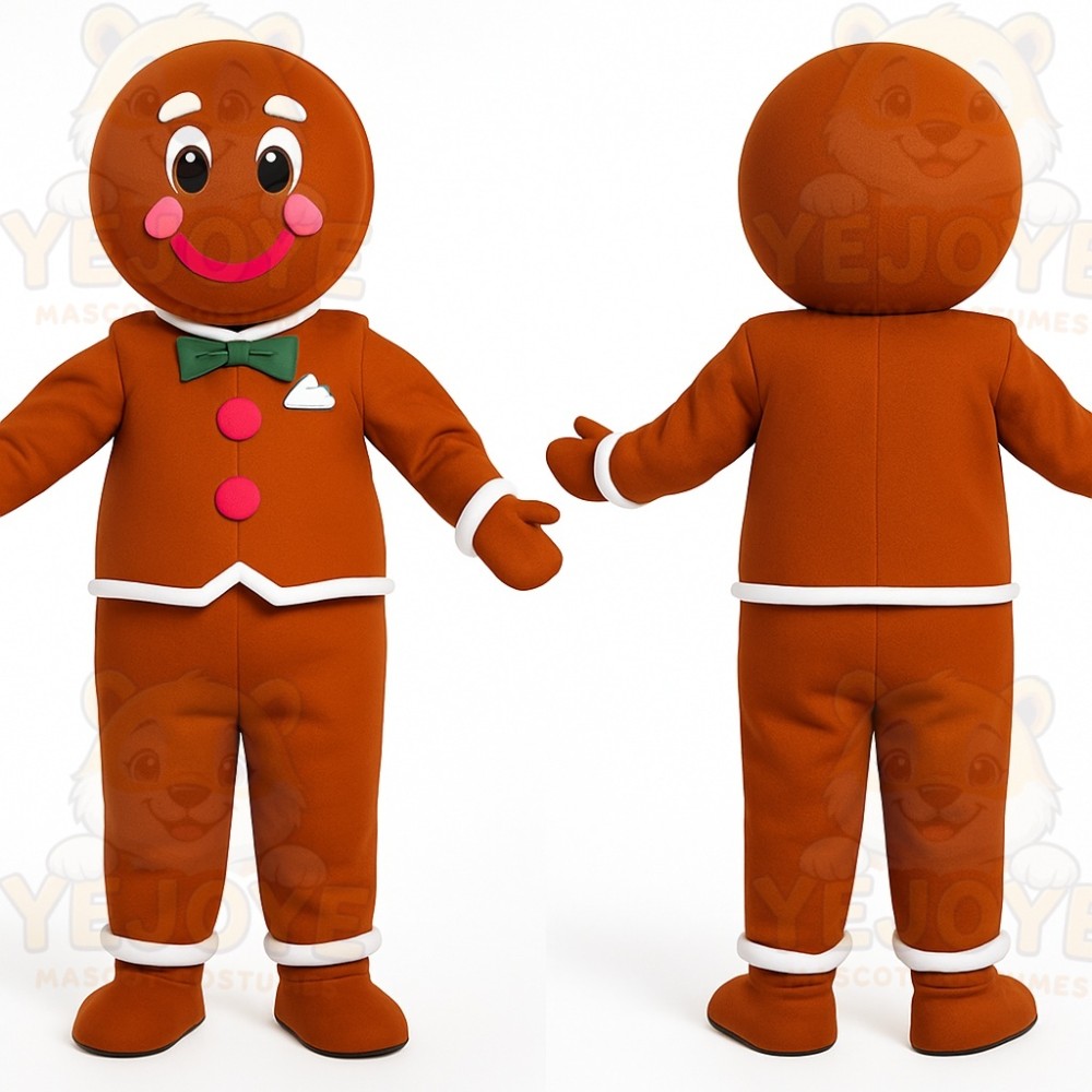 Brown Green Gingerbread Man Mascot Costume