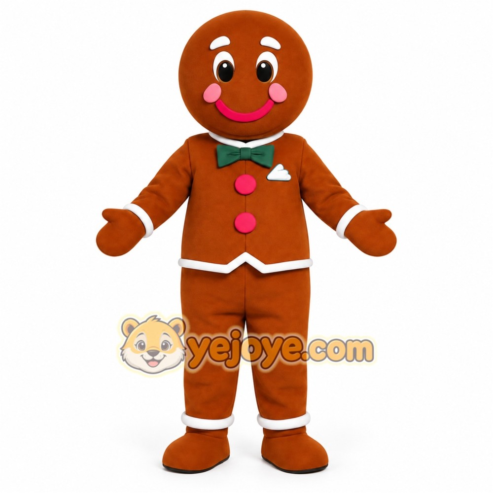 Brown Green Gingerbread Man Mascot Costume Brown Green Gingerbread Man Mascot Costume