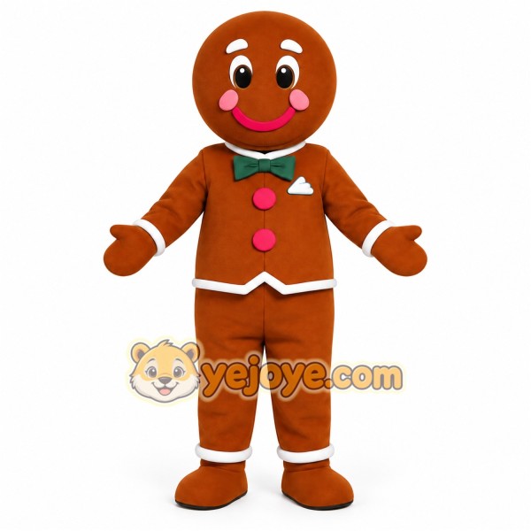 Brown Green Gingerbread Man Mascot Costume