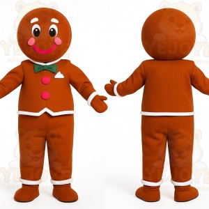 Brown Green Gingerbread Man Mascot Costume