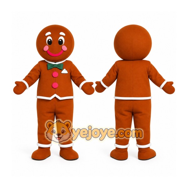 Brown Green Gingerbread Man Mascot Costume