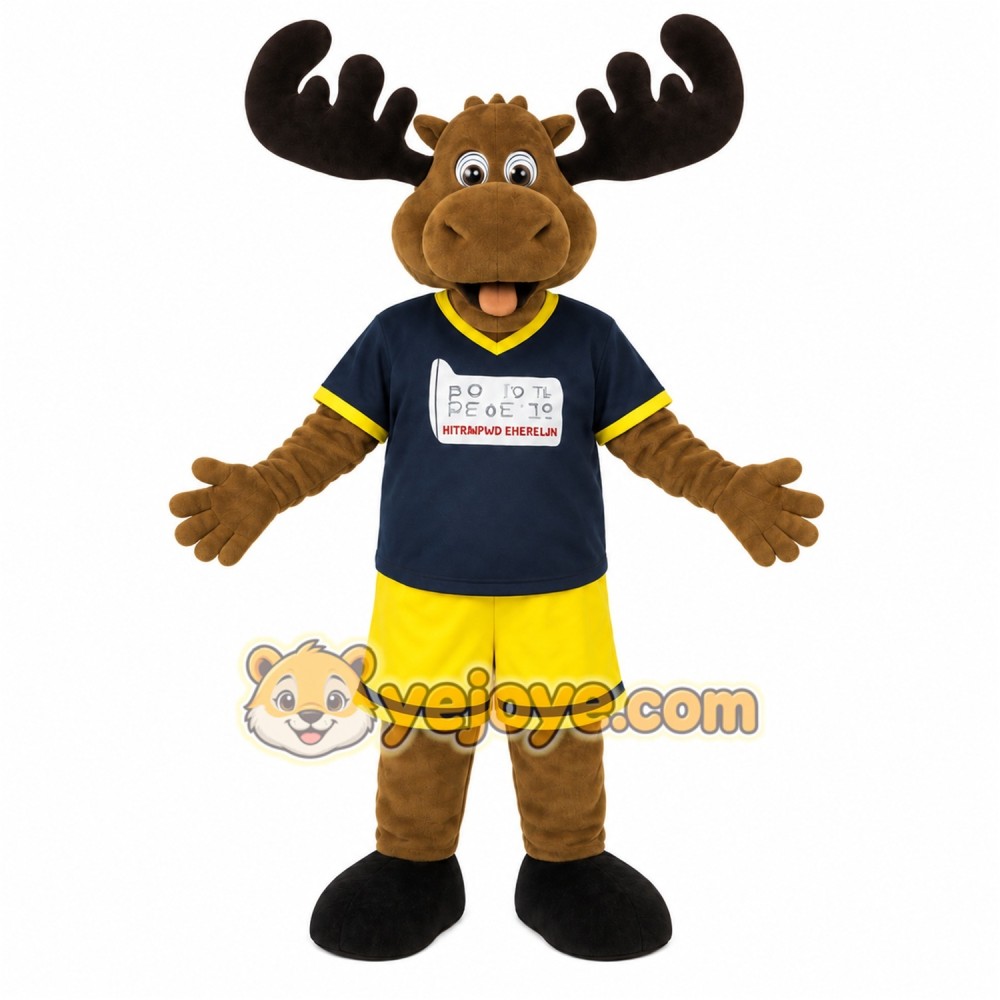 Brown Black Yellow Moose Mascot Costume Brown Black Yellow Moose Mascot Costume