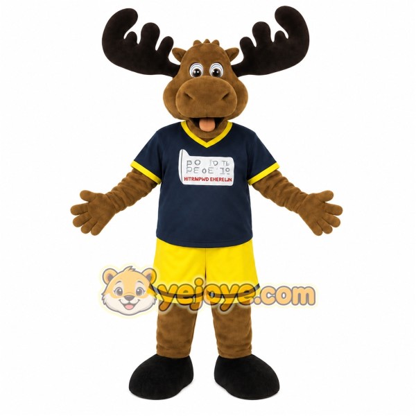 Brown Black Yellow Moose Mascot Costume
