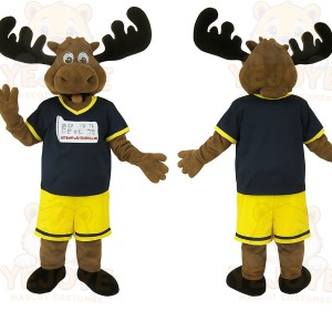 Brown Black Yellow Moose Mascot Costume