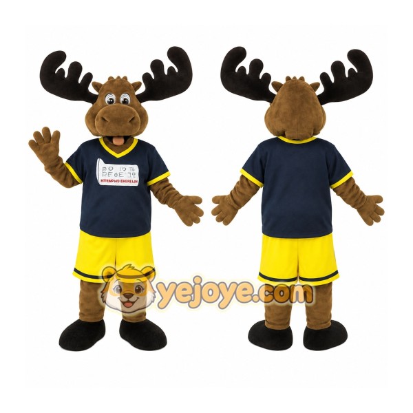 Brown Black Yellow Moose Mascot Costume
