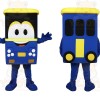 Blue Yellow Cartoon Bus Mascot Costume