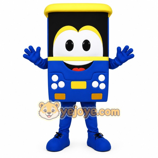 Blue Yellow Cartoon Bus Mascot Costume