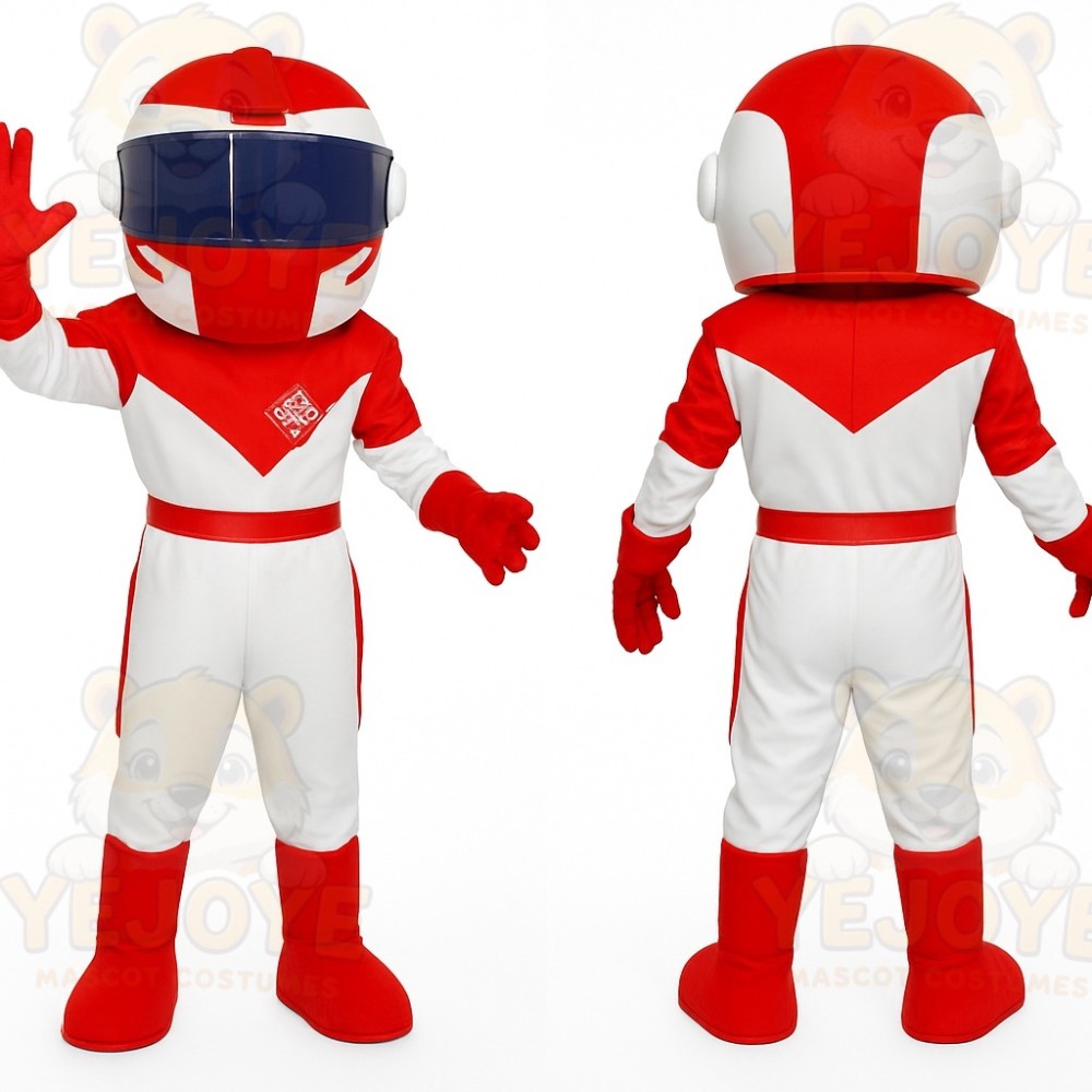 Red White Navy Race Car Driver Mascot Costume