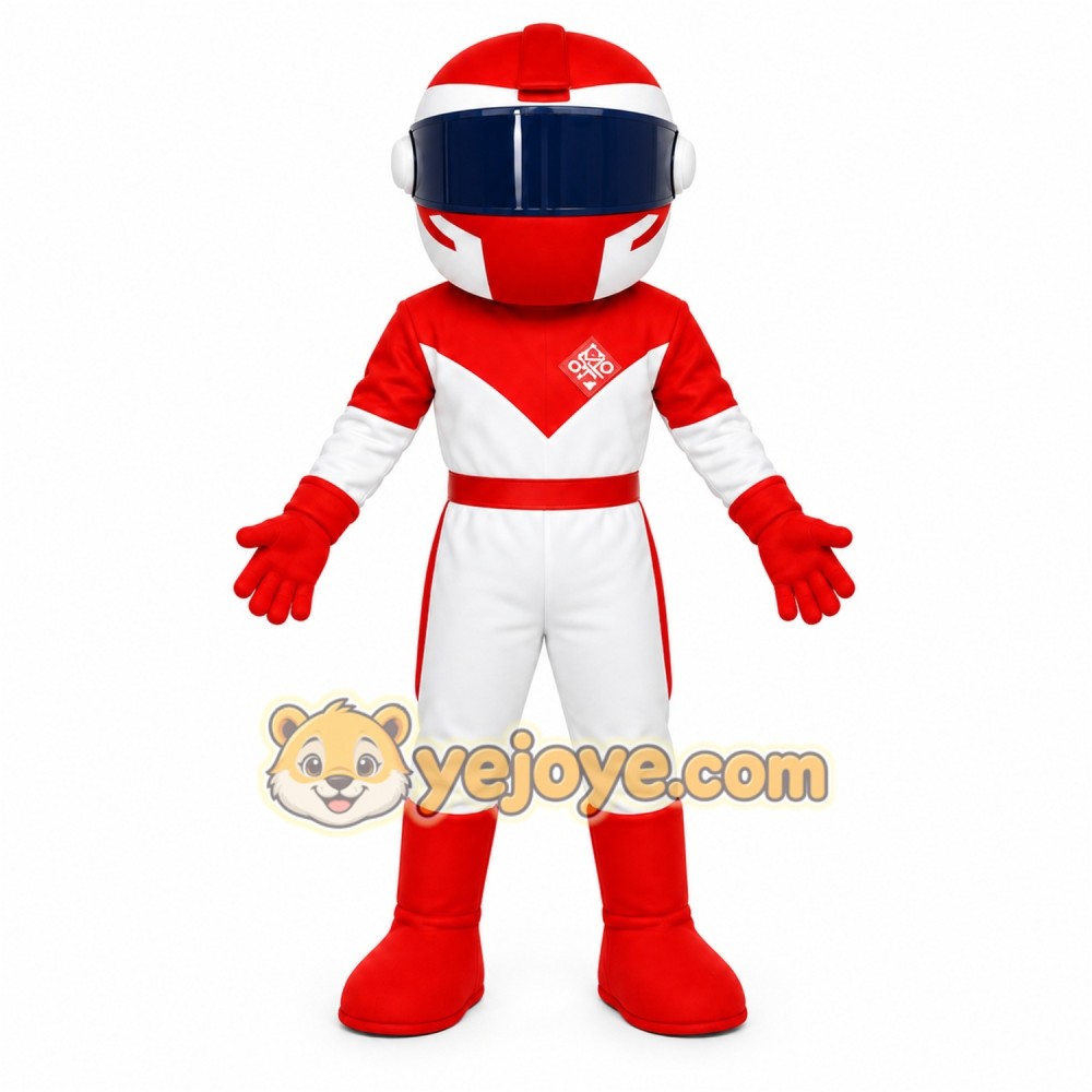 Red White Navy Race Car Driver Mascot Costume