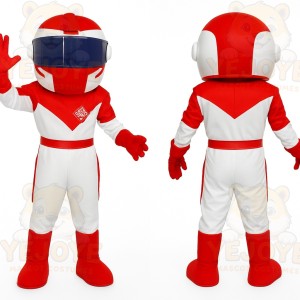 Red White Navy Race Car Driver Mascot Costume