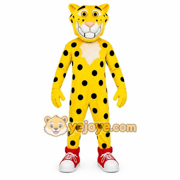 Yellow Black Spotted Cheetah Mascot Costume