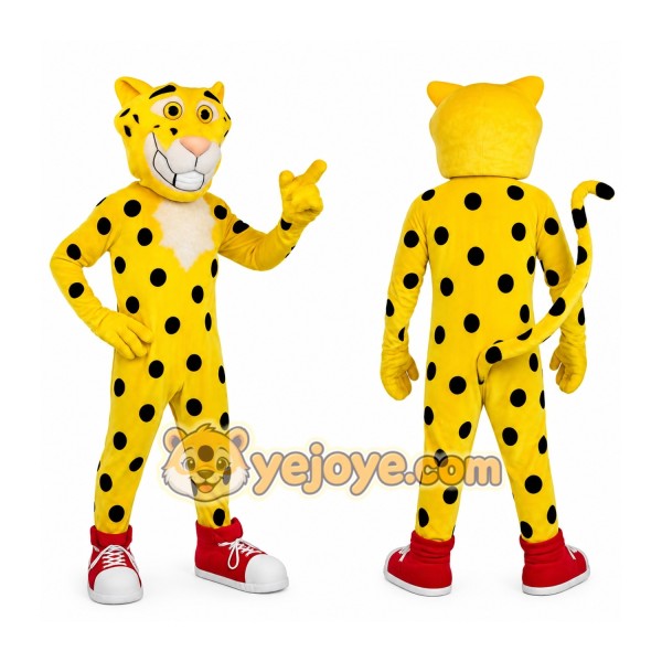 Yellow Black Spotted Cheetah Mascot Costume
