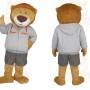 Tan Gray Hoodie Lion Mascot Costume