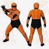 Orange Black Helmeted Racer Mascot Costume
