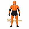 Orange Black Helmeted Racer Mascot Costume