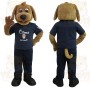 Tan Brown Dog In Navy Outfit Mascot Costume
