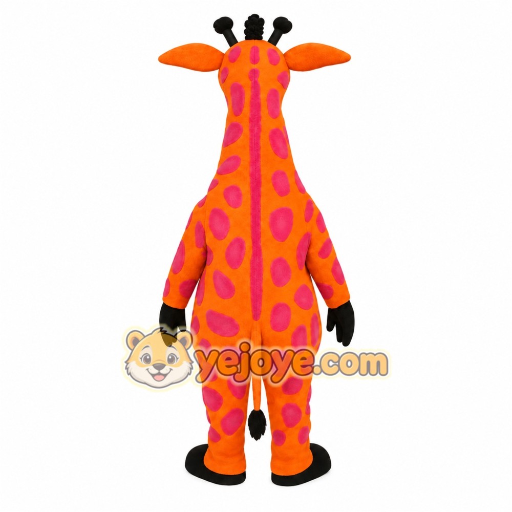 Orange Pink Spotted Giraffe Mascot Costume